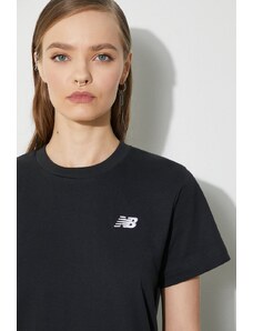 New Balance tricou din bumbac Essentials Cotton femei, culoarea negru, WT41509BK