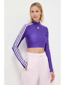 adidas Originals longsleeve femei, culoarea violet, cu turtleneck IR8133