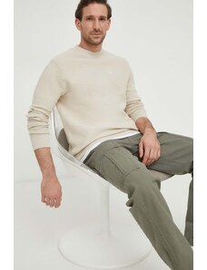 G-Star Raw pulover de bumbac culoarea bej, light