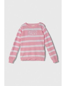 Guess pulover de bumbac pentru copii culoarea roz, light