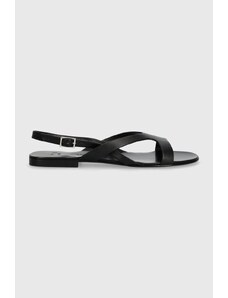 Weekend Max Mara sandale de piele Monviso femei, culoarea negru, 2415521115600