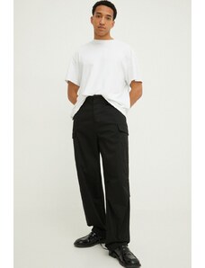 MSGM pantaloni bărbați, culoarea negru, cu fason cargo 3640MP14X.247105