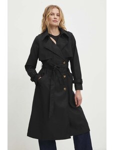 Answear Lab palton femei, culoarea negru, de tranzitie, cu doua randuri de nasturi