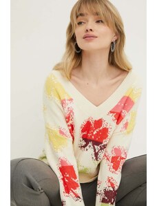 Desigual pulover femei, culoarea bej, light