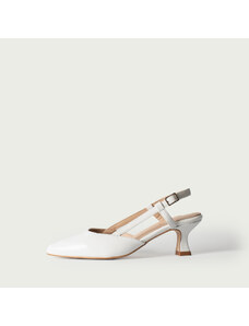 ALURA PREMIUM Pantofi decupați cu toc mic albi Clarissa din piele naturală (Mărime: 36)