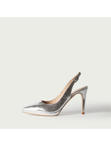 ALURA PREMIUM Pantofi decupați cu toc subțire și platformă argintii Fabienne din piele naturală (Mărime: 36)