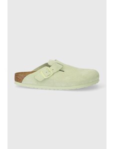 Birkenstock papuci din piele Boston femei, culoarea verde, 1026810