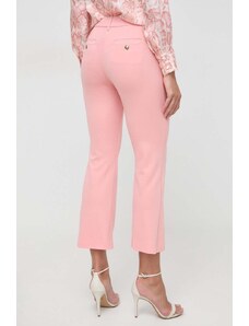 Marella pantaloni femei, culoarea roz, evazați, high waist 2413780000000