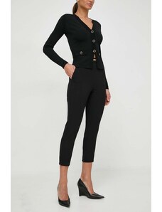 Elisabetta Franchi pantaloni femei, culoarea negru, fason tigareta, high waist