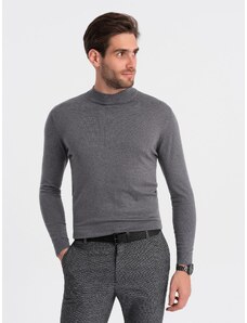 Ombre Jumătate de guler pentru bărbați tricotat cu viscoză - gri melange V3 OM-SWTN-0100