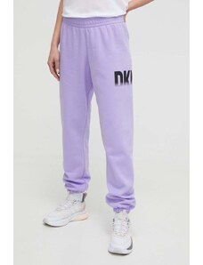 Dkny pantaloni de trening culoarea violet, cu imprimeu