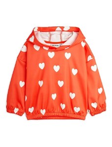 Mini Rodini bluză copii Hearts culoarea roșu, cu glugă, cu model