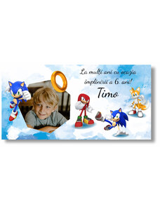Personal Banner pentru ziua de naștere cu fotografie - Sonic