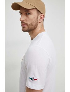 Aeronautica Militare tricou din bumbac barbati, culoarea alb, cu imprimeu