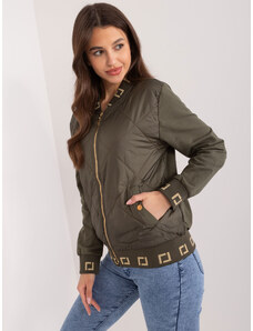 Fashionhunters Khaki quilted bomber jacket with zipper