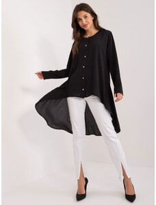 Fashionhunters Black long shirt with decorative buttons