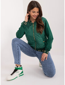 Fashionhunters Green bomber jacket with decorative cuffs