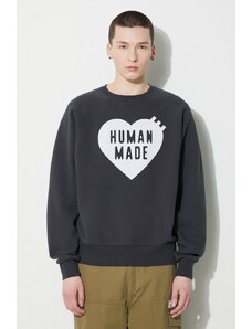 Human Made bluza Sweatshirt barbati, culoarea gri, cu glugă, cu imprimeu, HM26CS041
