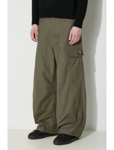 Human Made pantaloni de bumbac Military Easy Pants culoarea verde, cu fason cargo, HM27PT002