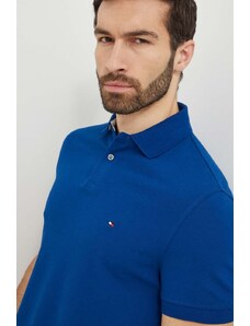 Tommy Hilfiger tricou polo bărbați, culoarea bleumarin, uni MW0MW17770