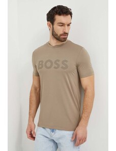 BOSS Green tricou bărbați, culoarea bej, cu imprimeu 50517911