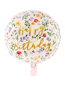 Partydeco Balon Folie Happy Birthday Floral - 45 cm