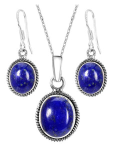 Podoabele Mele Set argint lapis lazuli Funie Rasucita - cercei, pandantiv, lantisor