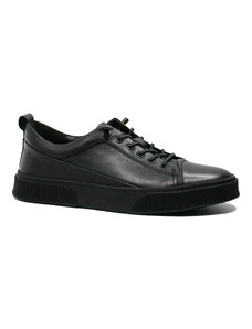 Pantofi sport Franco Gerardo plain black, din piele naturala FNXY130