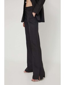 HUGO pantaloni femei, culoarea negru, drept, high waist 50510436