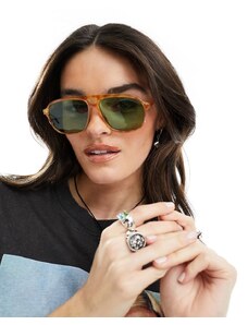 AIRE monoceros aviator sunglasses in tort with khaki lens-Brown