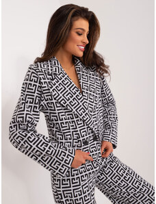 Fashionhunters Grey-black double-breasted blazer with geometric pattern