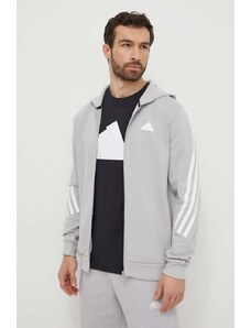 adidas bluză bărbați, culoarea gri, cu glugă, cu imprimeu IR9157