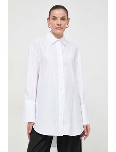 Twinset camasa din bumbac femei, culoarea alb, cu guler clasic, relaxed