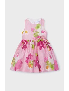 Mayoral rochie din in pentru copii culoarea roz, mini, evazati