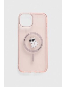 Karl Lagerfeld Husă pentru telefon iPhone 15 Plus / 14 Plus 6.7" culoarea roz