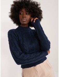 Fashionhunters Navy blue cable knitted sweater from MAYFLIES