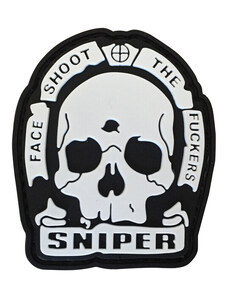 WARAGOD nášivka Face Shoot,The Fuckers PVC Patch Black and White
