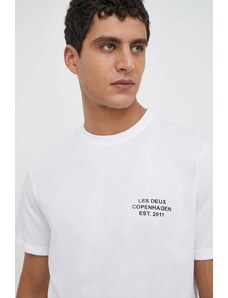 Les Deux tricou din bumbac barbati, culoarea alb, cu imprimeu