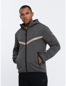 Ombre Clothing Men's sports jacket with adjustable hood and reflector - graphite V1 OM-JANP-0139