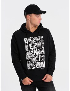 Ombre Clothing Men's unlined kangaroo sweatshirt with hood and print - black V1 OM-SSPS-0158