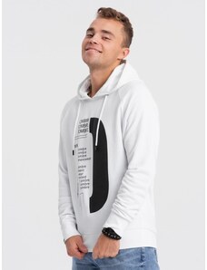 Ombre Clothing Men's printed HOODIE sweatshirt - white V1 OM-SSPS-0152