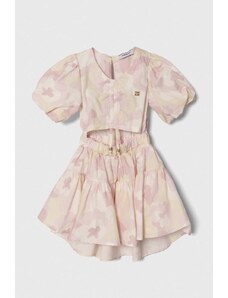 Pinko Up rochie din bumbac pentru copii culoarea bej, mini, evazati