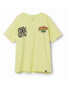 Desigual tricou de bumbac pentru copii culoarea galben, cu imprimeu