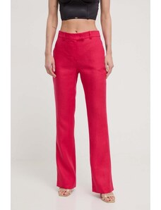 Luisa Spagnoli pantaloni din in culoarea roz, drept, high waist