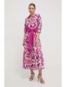 Luisa Spagnoli rochie din bumbac culoarea roz, maxi, evazati