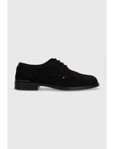 Tommy Hilfiger pantofi de piele intoarsa CORE TEXTURED SDE SHOE barbati, culoarea negru, FM0FM04991