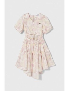 Pinko Up rochie din bumbac pentru copii culoarea bej, midi, evazati