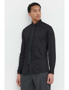 HUGO cămașă bărbați, culoarea negru, cu guler clasic, slim 50513945