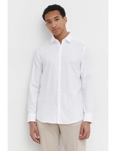 HUGO cămașă din bumbac bărbați, culoarea alb, cu guler clasic, slim 50500965