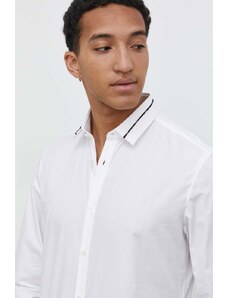 HUGO cămașă din bumbac bărbați, culoarea alb, cu guler clasic, slim 50513925